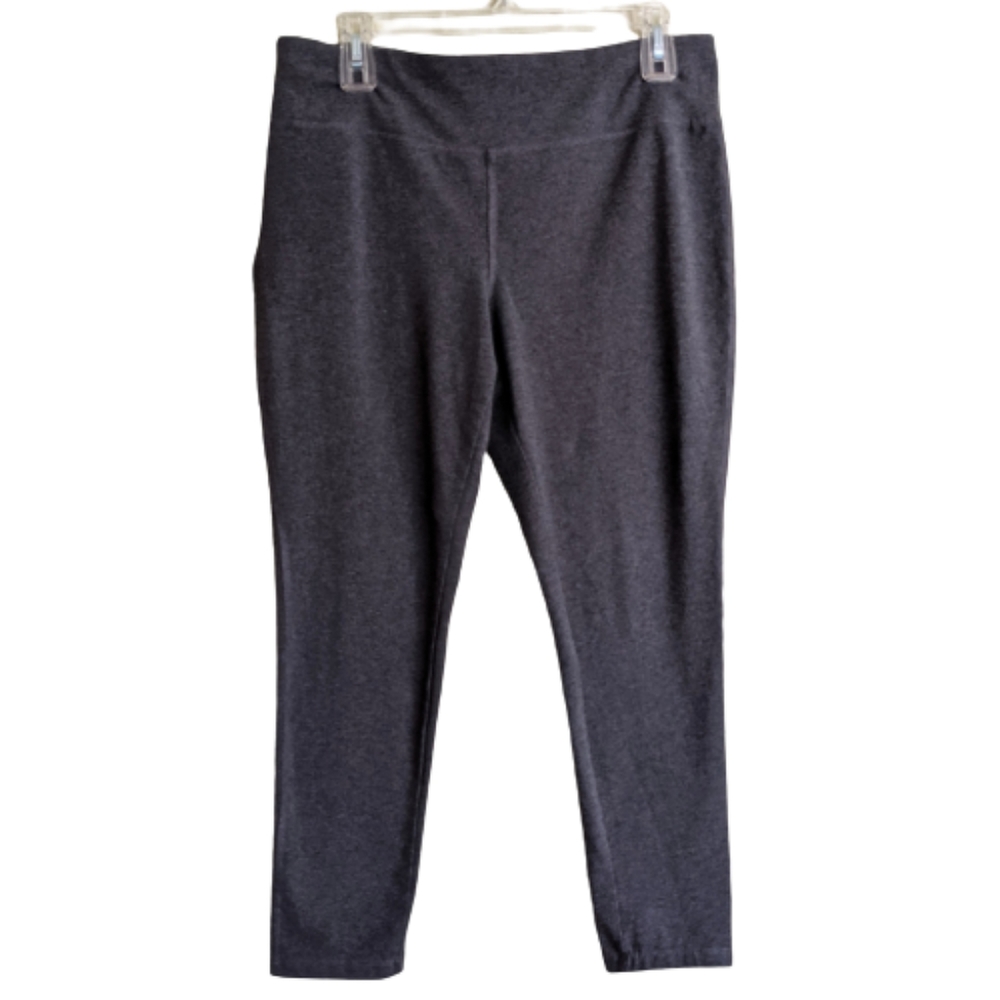 Denim & Co. Legging Heathered Gray Smooth Waist Cotton Blend Stretchy Size MP